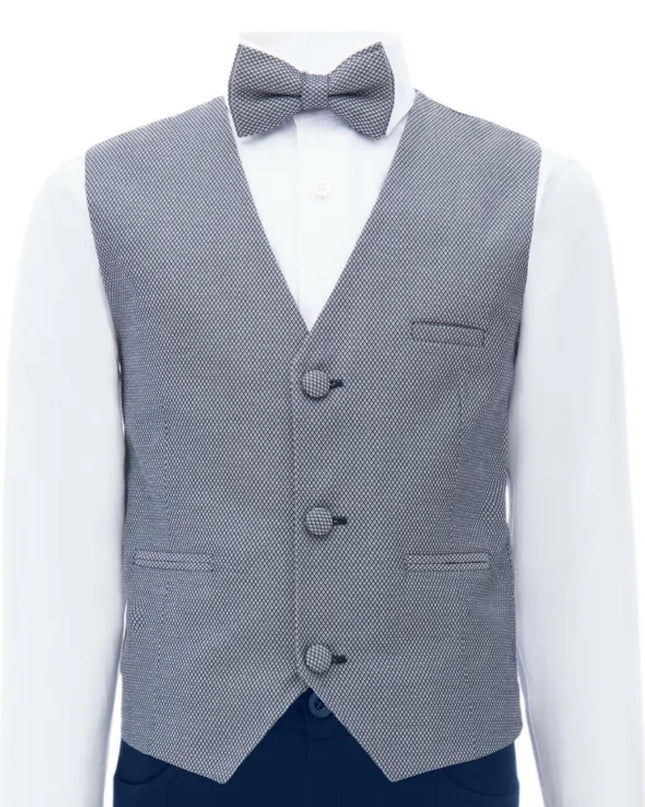 kids atelier moustache Gray Almendra Vest Outfit Set