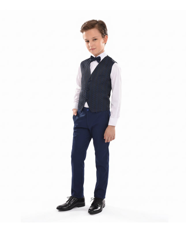 kids atelier moustache Blue Ezio Vest Outfit Set