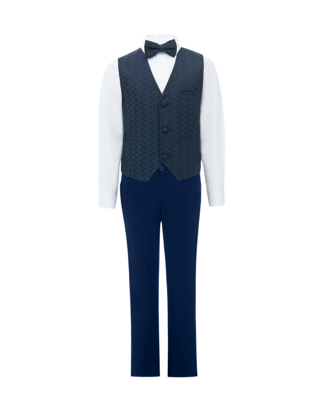 kids atelier moustache Blue Ezio Vest Outfit Set