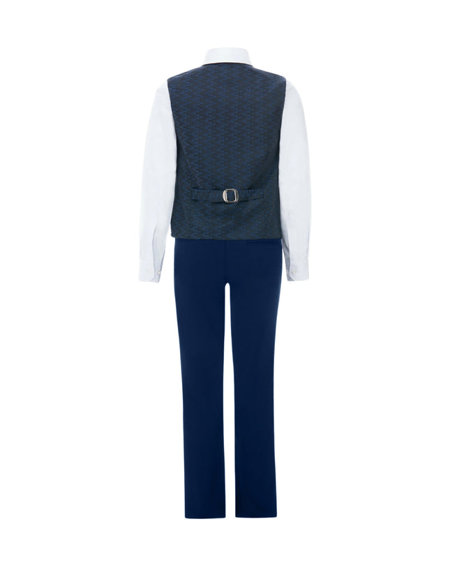 kids atelier moustache Blue Ezio Vest Outfit Set