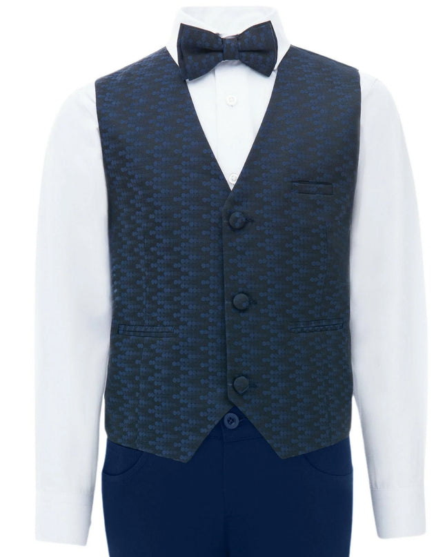 kids atelier moustache Blue Ezio Vest Outfit Set