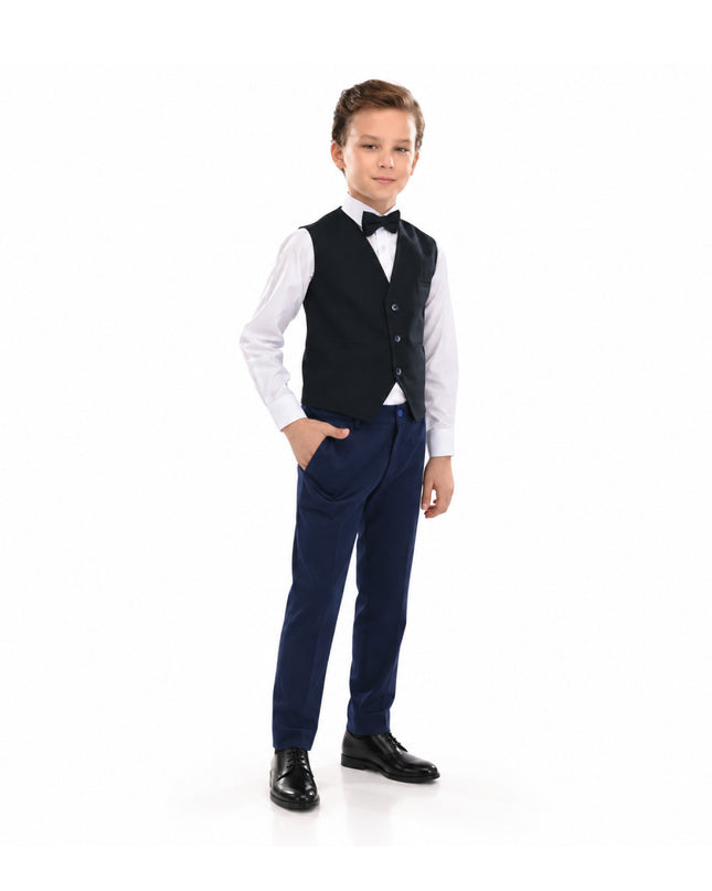 kids atelier moustache Navy Benito Vest Outfit Set