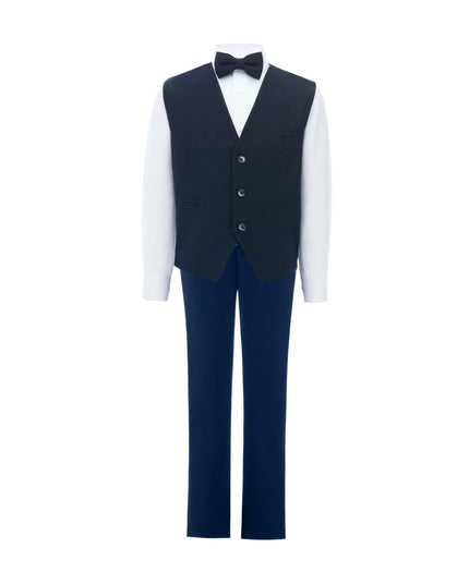 kids atelier moustache Navy Benito Vest Outfit Set