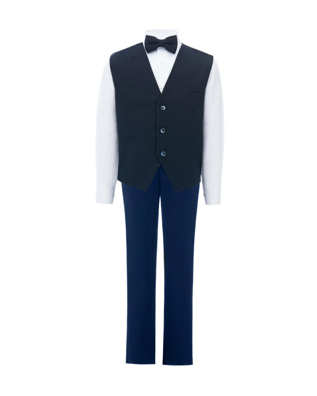 kids atelier moustache Navy Benito Vest Outfit Set