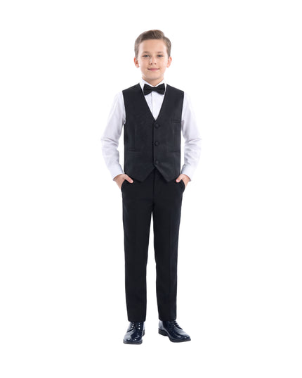 kids atelier moustache Black Zenon Vest Outfit Set