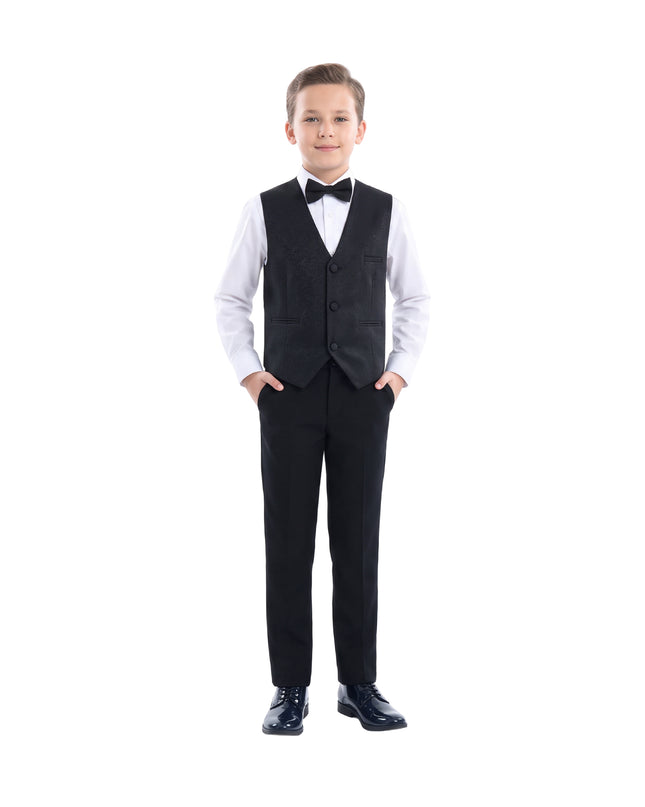 kids atelier moustache Black Zenon Vest Outfit Set