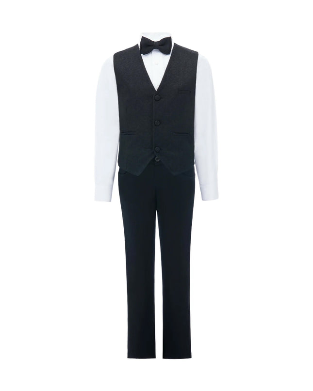 kids atelier moustache Black Zenon Vest Outfit Set