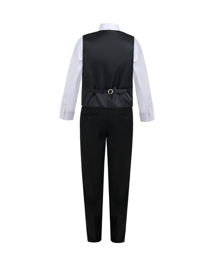 kids atelier moustache Black Formal Vest Suit Set
