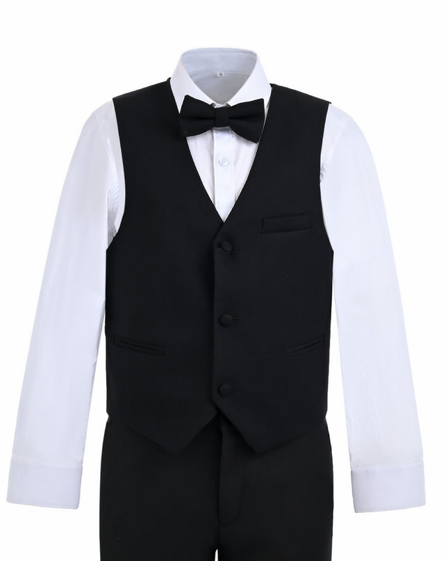 kids atelier moustache Black Formal Vest Suit Set