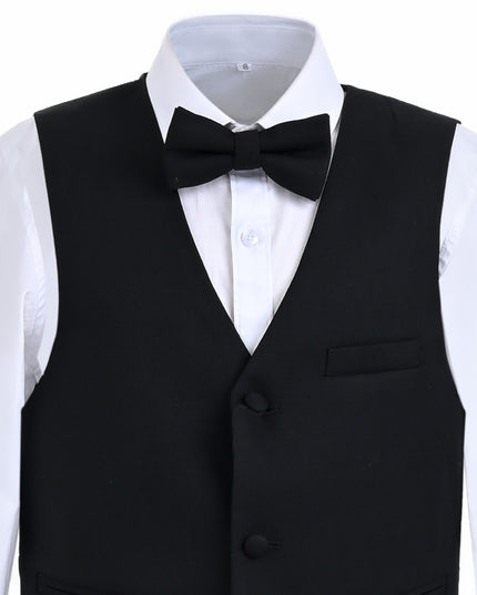 kids atelier moustache Black Formal Vest Suit Set