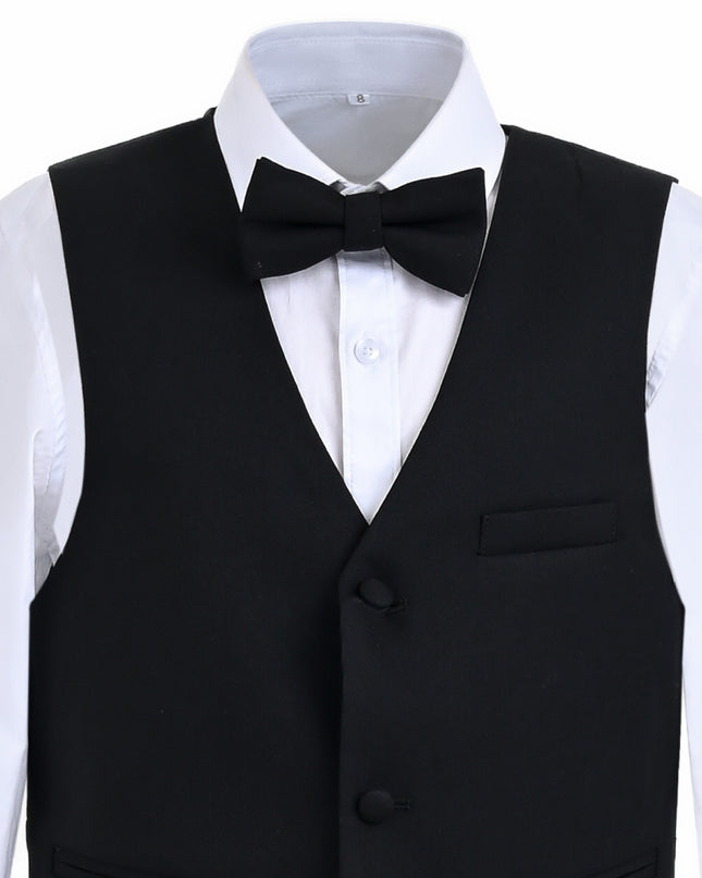 kids atelier moustache Black Formal Vest Suit Set