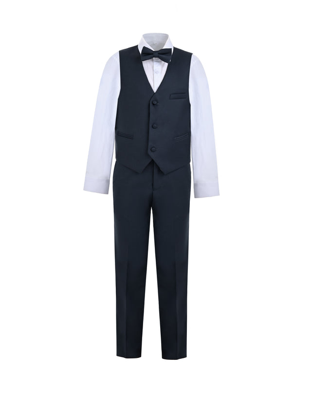 kids atelier moustache Gray Formal Vest Suit Set