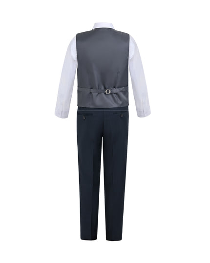 kids atelier moustache Gray Formal Vest Suit Set