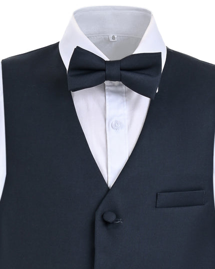 kids atelier moustache Gray Formal Vest Suit Set