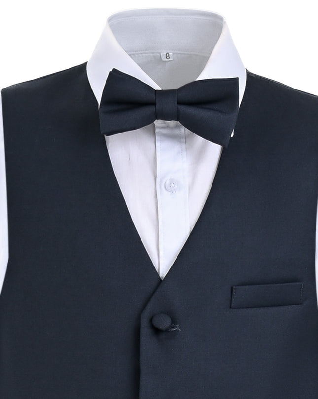 kids atelier moustache Gray Formal Vest Suit Set