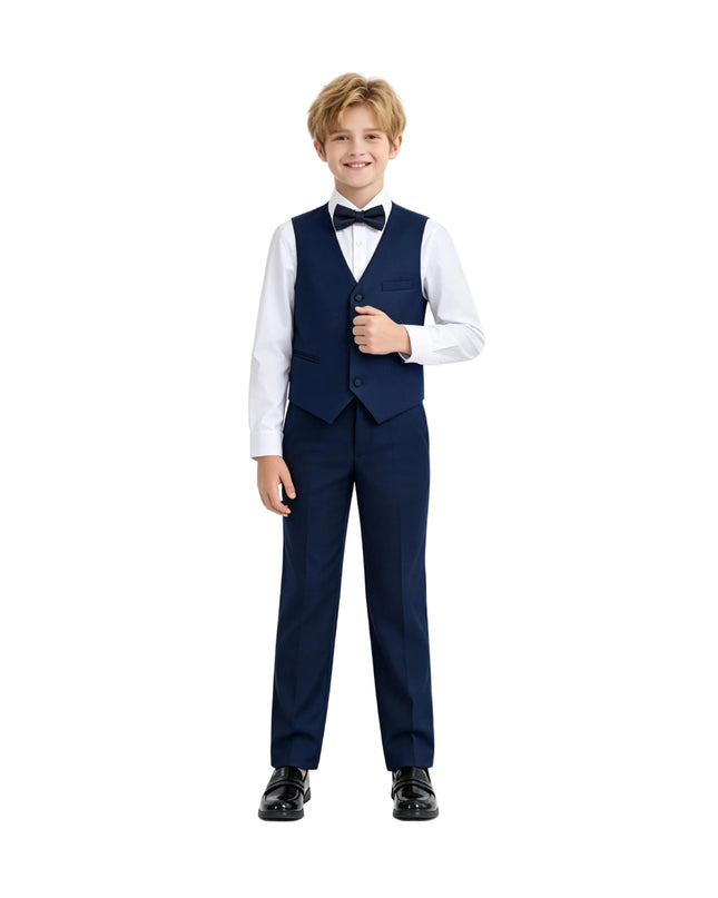 kids atelier moustache Navy Formal Vest Suit Set