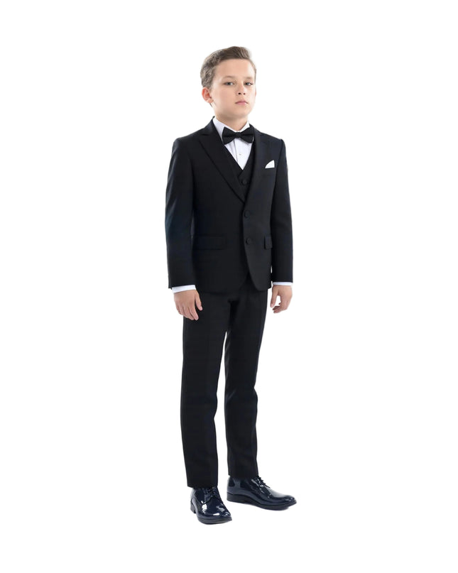 kids atelier moustache Black Peak Lapel Tuxedo Set