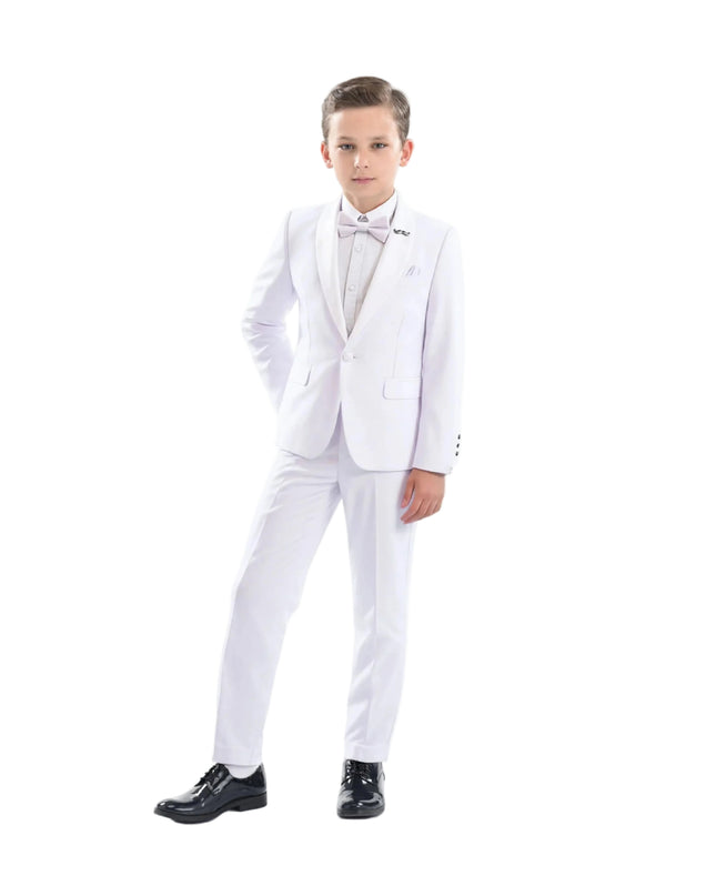 kids atelier moustache White Shawl Lapel Wool Suit