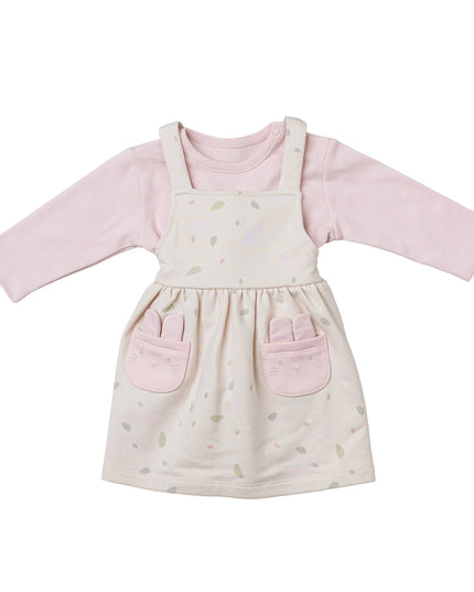 Andywawa-AC24078-BEIGE/PINK-Set DRESS SET