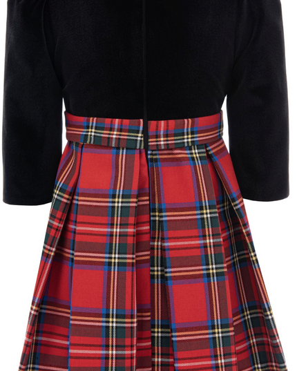 Tulleen-XMAS Plaid Velvet LS Dress-TH-3029