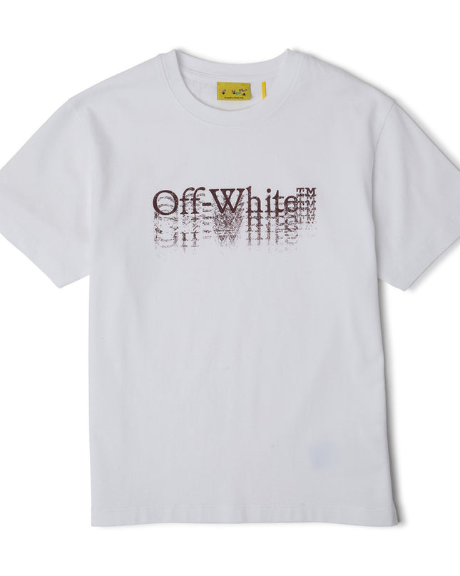 kids atelier off white White Big Bookish Stamp Short Sleeve T-Shirt