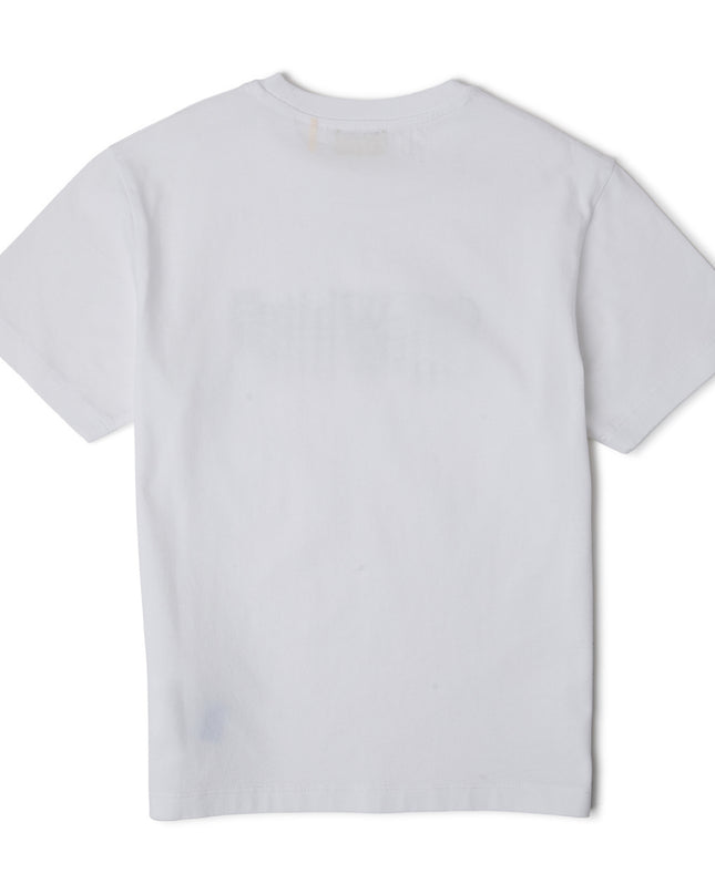 kids atelier off white White Big Bookish Stamp Short Sleeve T-Shirt
