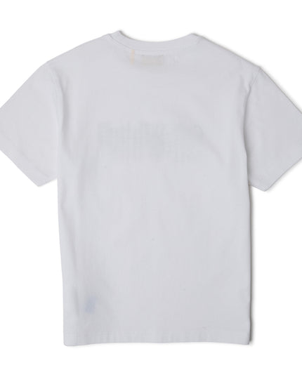 kids atelier offwhite White Big Bookish Stamp Short Sleeve T-Shirt