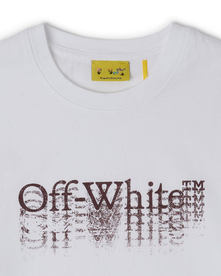 kids atelier offwhite White Big Bookish Stamp Short Sleeve T-Shirt
