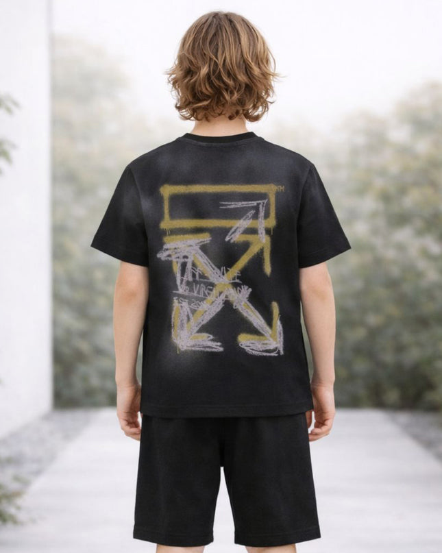 kids atelier off white Black Arrow Spray T-shirt