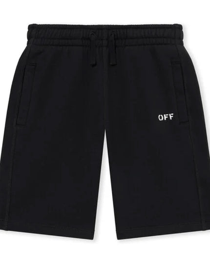 kids atelier off white Black Diagonal Paint Sweatshorts