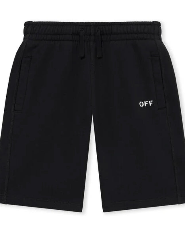kids atelier off white Black Diagonal Paint Sweatshorts