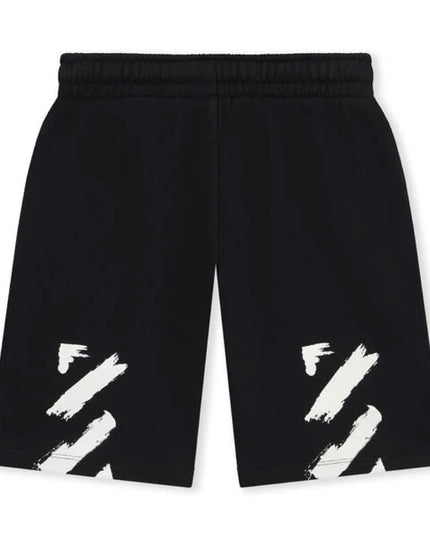 kids atelier off white Black Diagonal Paint Sweatshorts