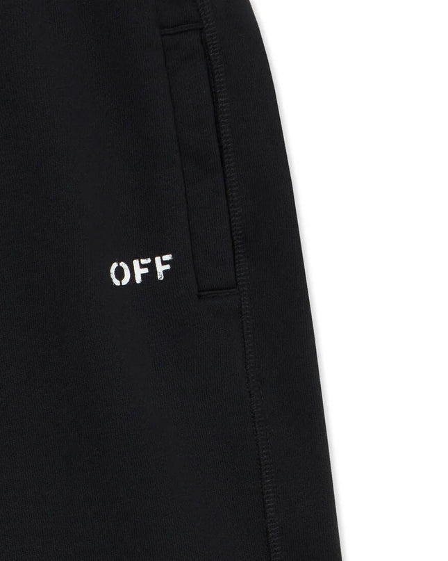 kids atelier off white Black Diagonal Paint Sweatshorts