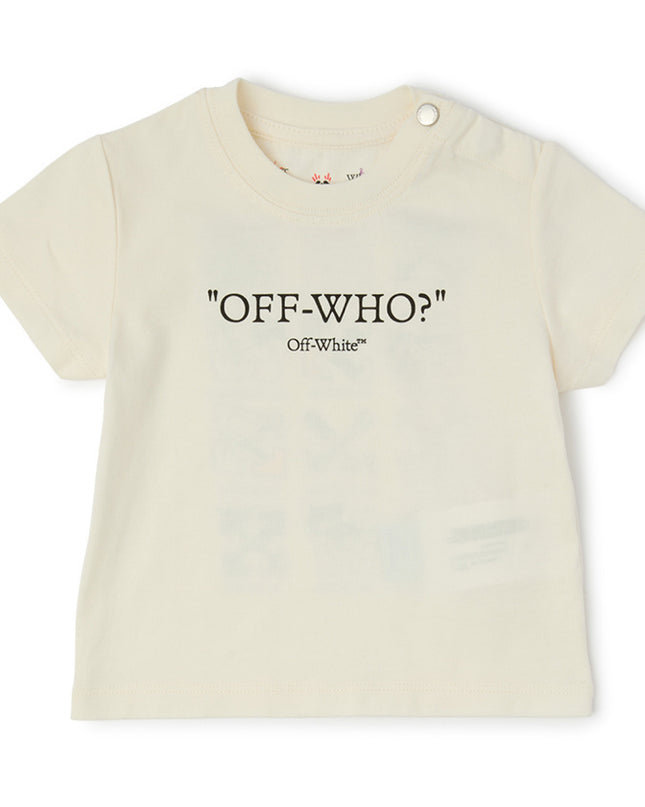 kids atelier off-white Beige Multilogo T‑Shirt