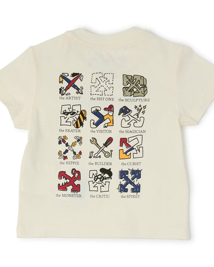 kids atelier off-white Beige Multilogo T‑Shirt