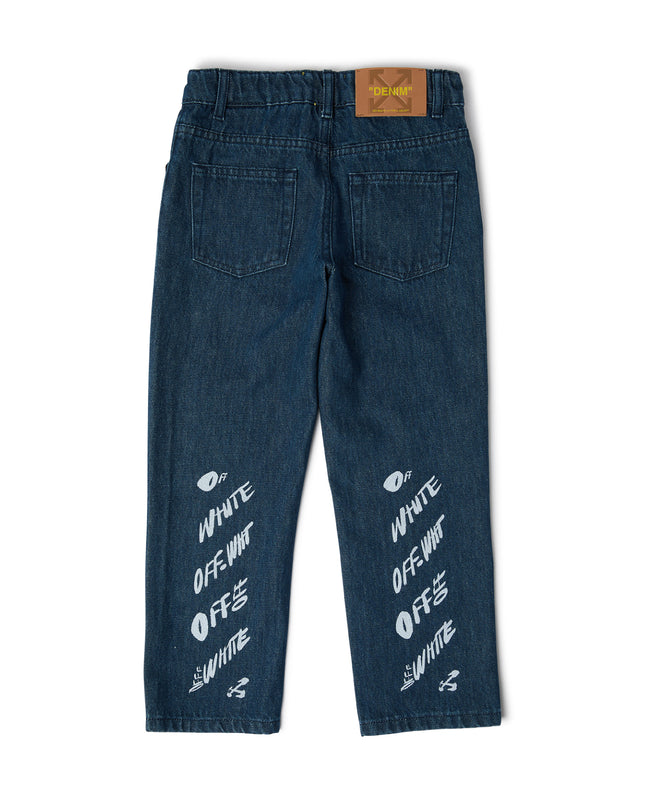 kids atelier off-white Medium Blue Logo Jeans