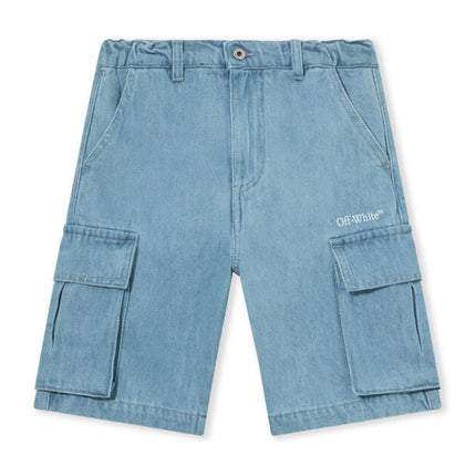 kids atelier off white Blue Diagonal Sketch Cargo Shorts