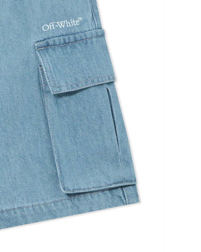 kids atelier off white Blue Diagonal Sketch Cargo Shorts