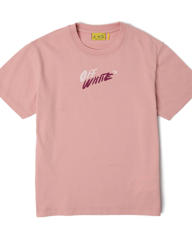 kids atelier off-white Blush Pink Arrow Writings T‑Shirt