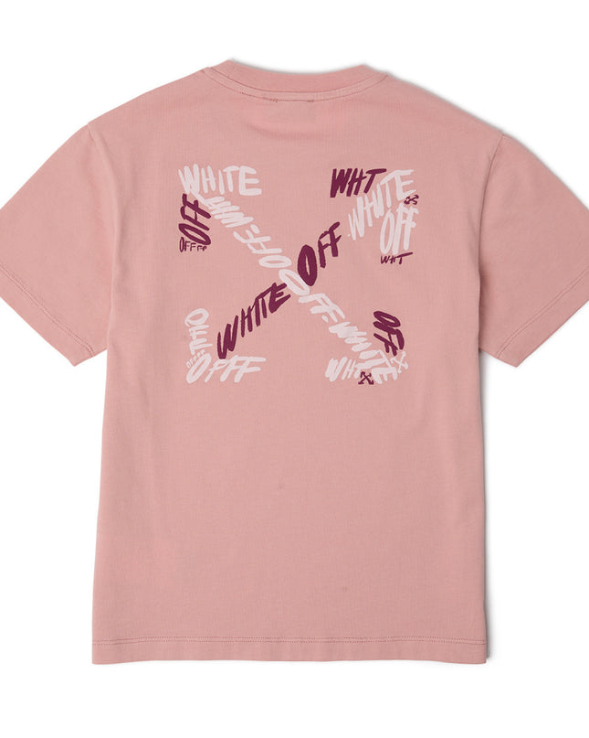 kids atelier off-white Blush Pink Arrow Writings T‑Shirt