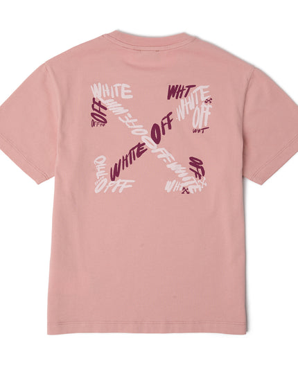 kids atelier off-white Blush Pink Arrow Writings T‑Shirt