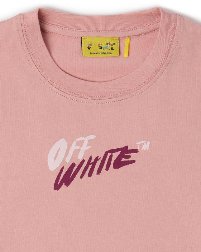 kids atelier off-white Blush Pink Arrow Writings T‑Shirt