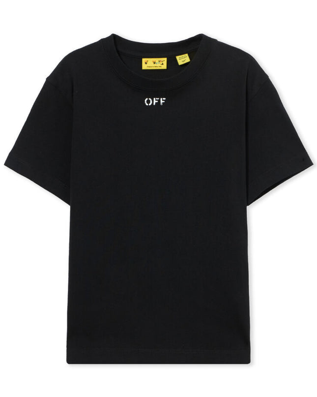 kids atelier off white Black Diagonal Watercolor T-shirt