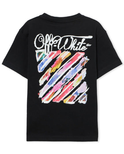 kids atelier off white Black Diagonal Watercolor T-shirt
