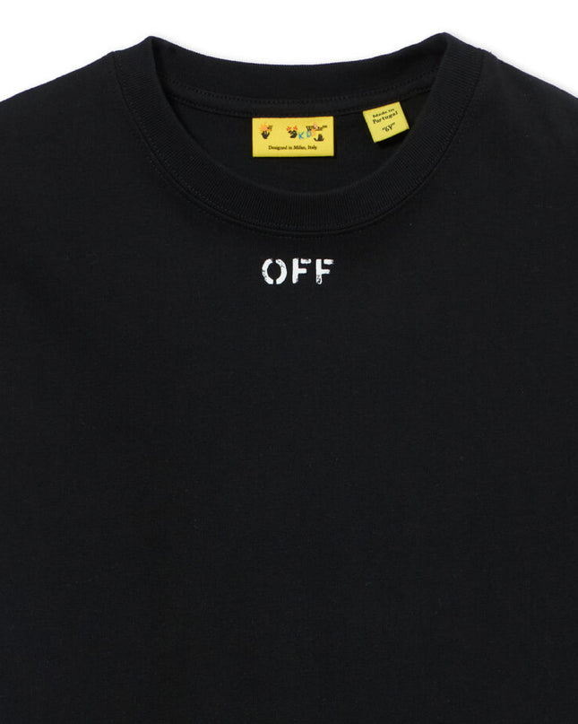 kids atelier off white Black Diagonal Watercolor T-shirt