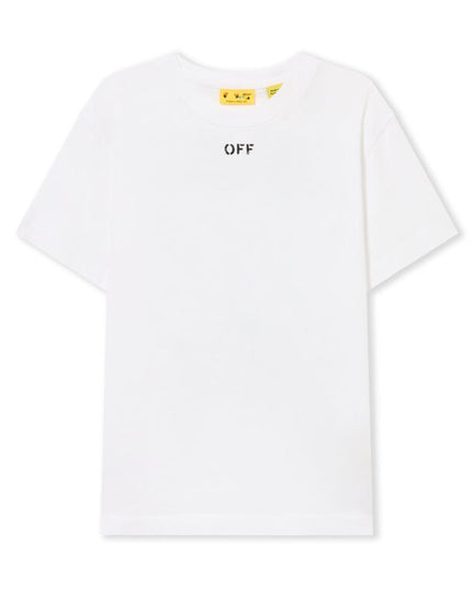 kids atelier off white White Diagonal Watercolor T-shirt