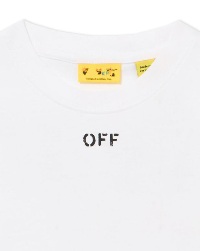 kids atelier off white White Diagonal Watercolor T-shirt