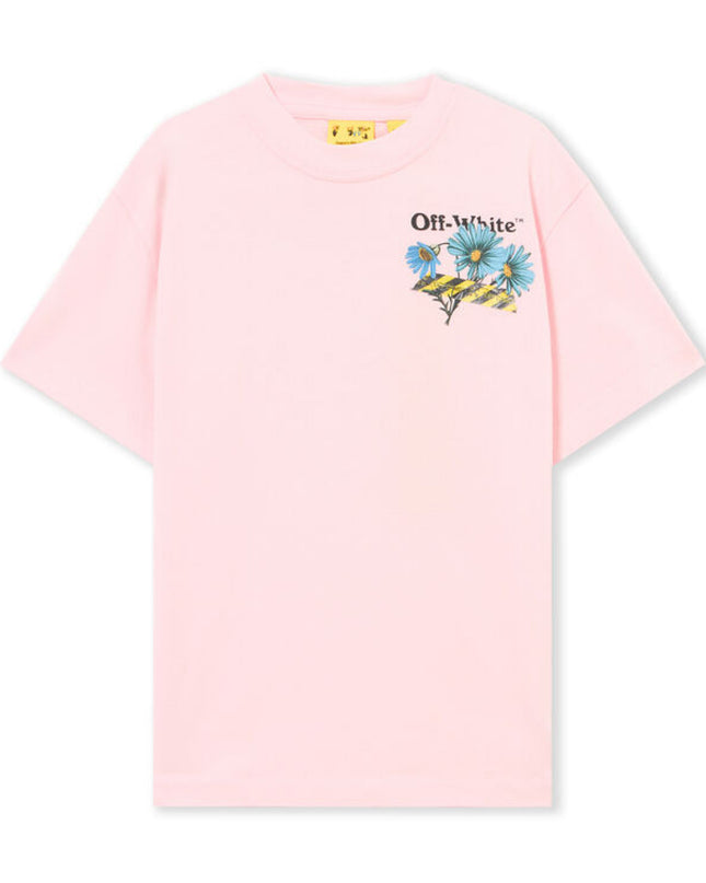 kids atelier off white Pink Daisy Tape T-shirt