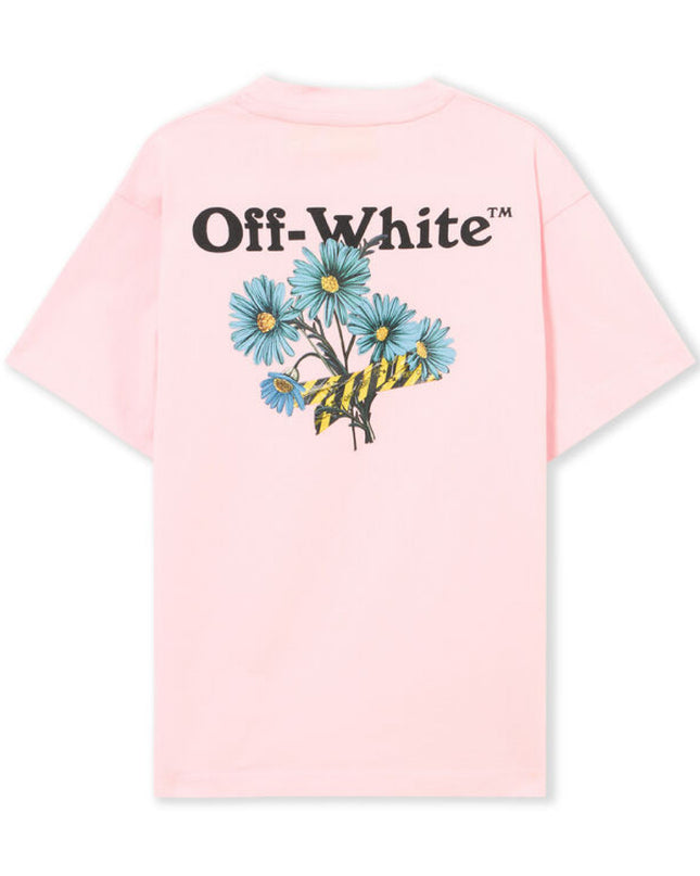 kids atelier off white Pink Daisy Tape T-shirt