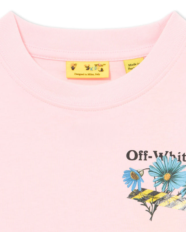 kids atelier off white Pink Daisy Tape T-shirt